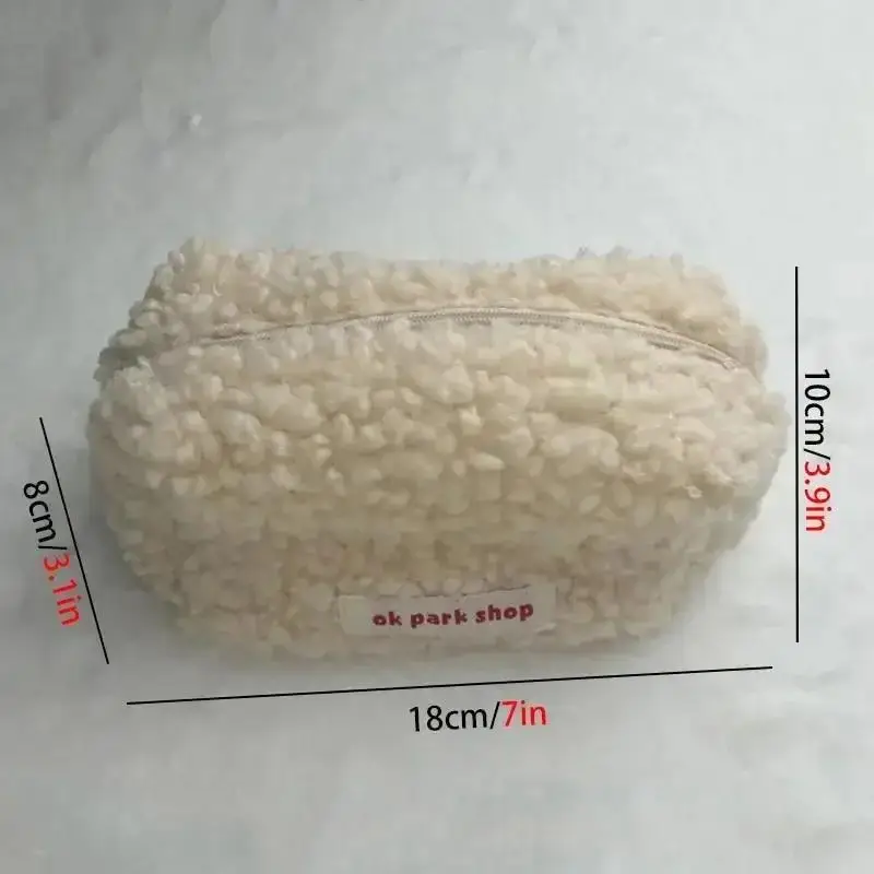 귀여운 양털 플러시 화장품 가방 대용량 휴대용 여행 세면도구 가방 야외용 다기능 메이크업 정리 가방