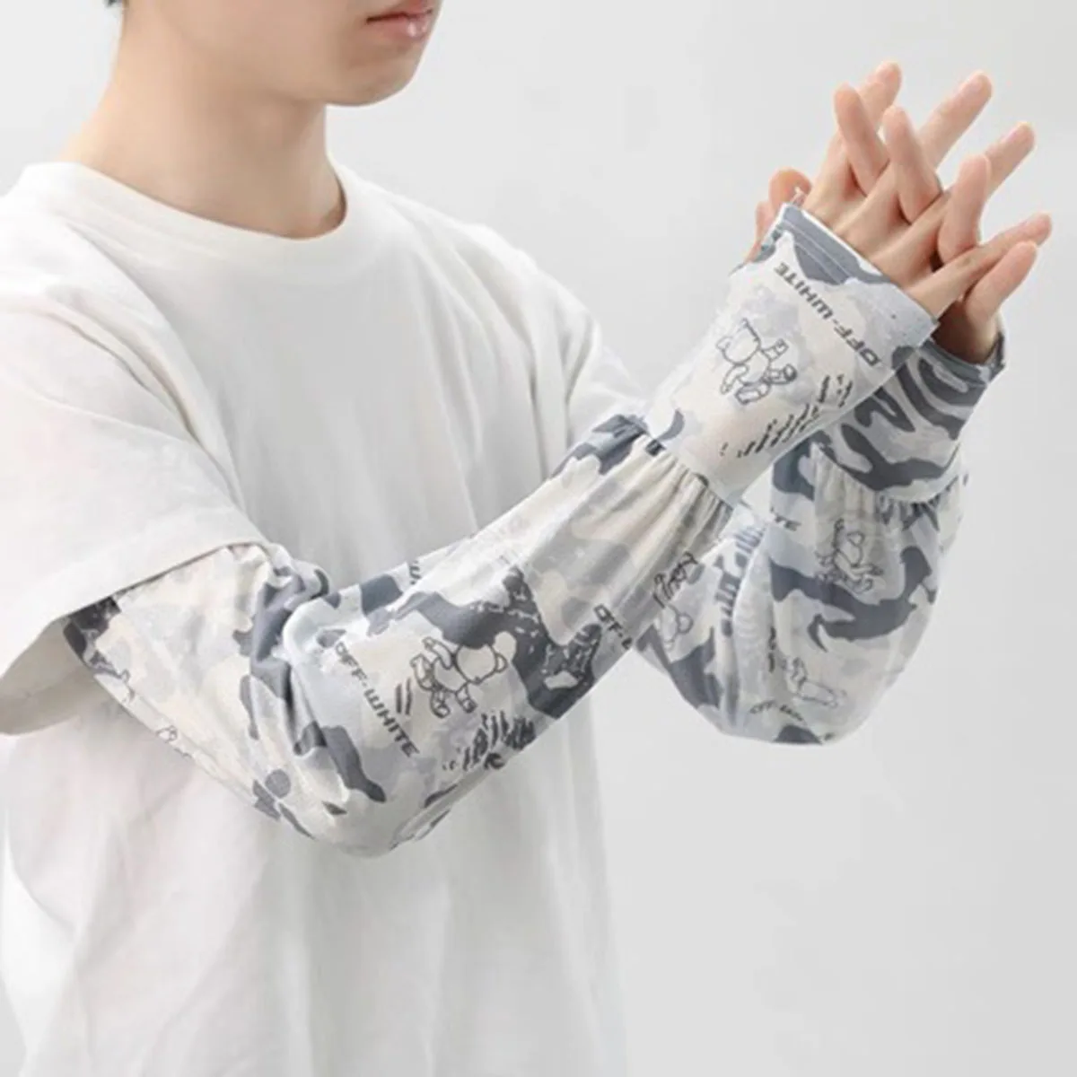 Men's Sleeve Cover Camouflage Loose Sun Protection Ice Silk Outdoor Fishing And Cycling UV Protection Extended Arm Cover