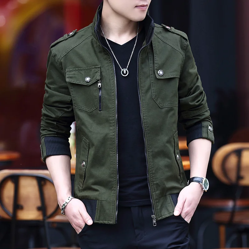 

2023 Mens Jacket Fashion Army Military Man Coats Bomber Stand Male Casual Streetwear Chamarras Para Hombre