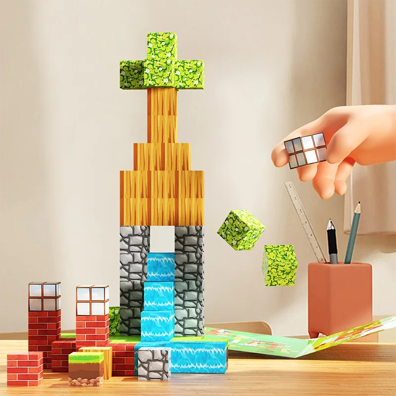 63PCS Magnetic Blocks Toy Build Magnet Set for Boys Girls STEM Montessori Sensory Cubes for Toddlers Gift magnetic building blocks magnetic assembly toy