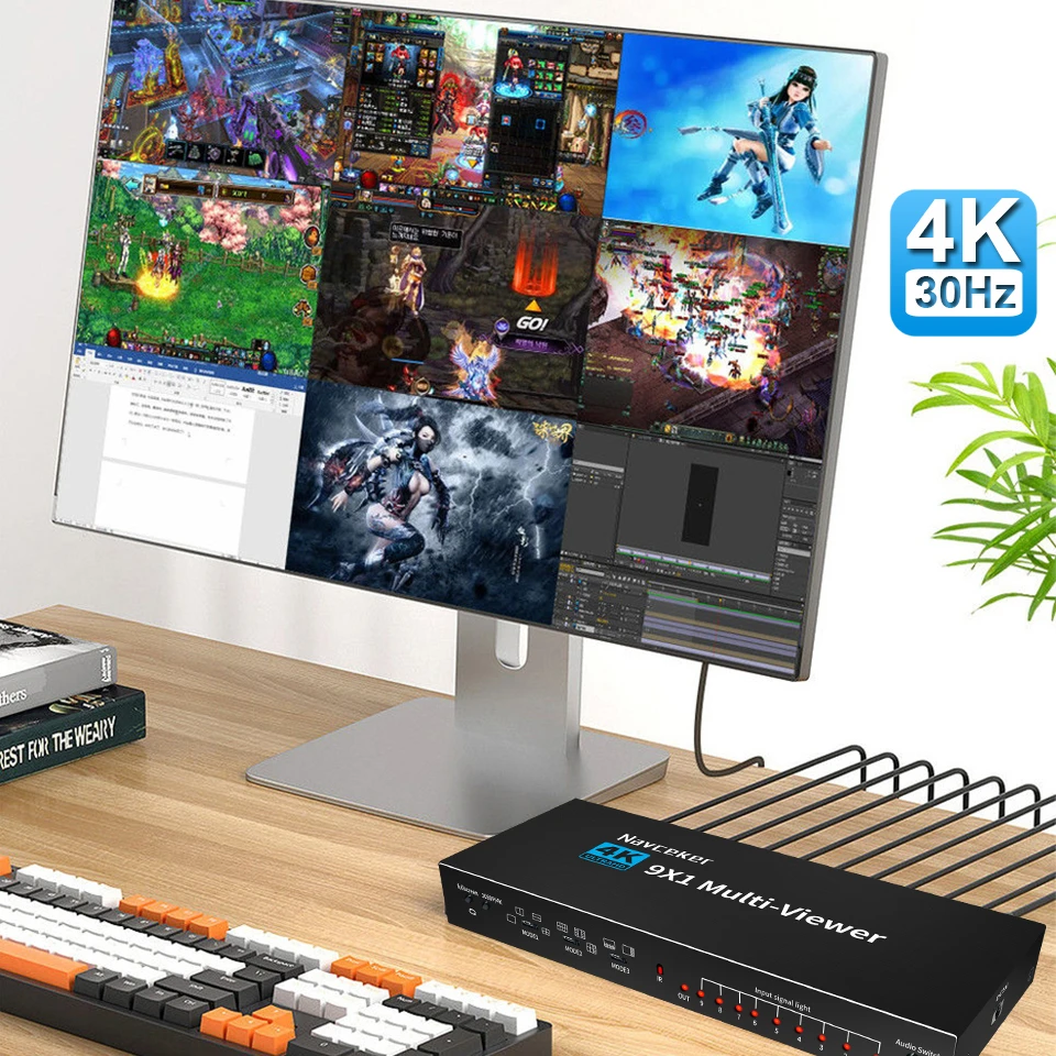 HDMI-compatible Multiviewer 4K 9 In 1 Out 1080P Quad Screen Multi Viewer HDMI Mu