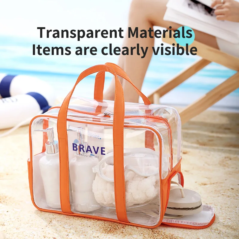 PVC Toiletry Bag Women Swimming Storage Bag Clear Makeup Bag Travel Toiletries Organizer Storage Bath Toiletry Wash Zipper Bag 4