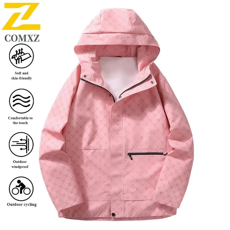 EiAO Trendy Hooded Windbreaker Waterproof Windproof Unisex Jacket for Hiking Camping Fishing Instagram Aesthetic Spring Autumn