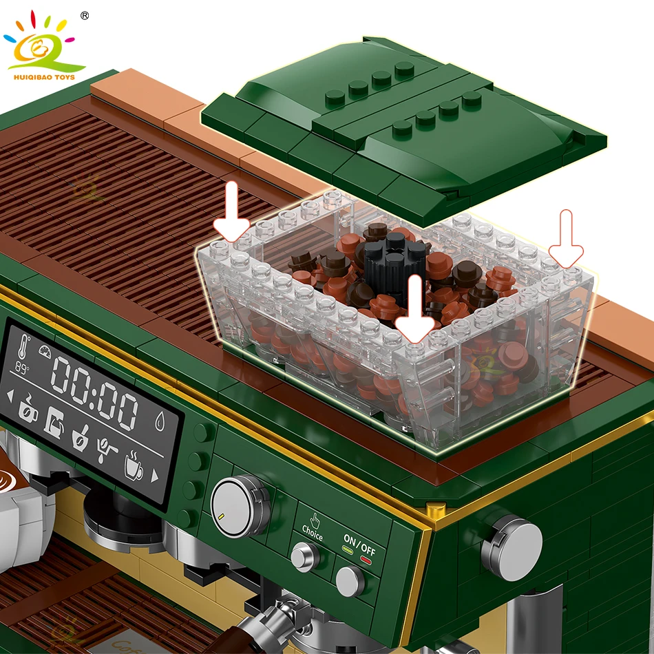 HUIQIBAO 928PCS MOC 커피 기계 모델 마이크로 빌딩 블록 미니 다이아몬드 도시 친구 벽돌 세트 어린이 장난감 키즈 소녀 게임