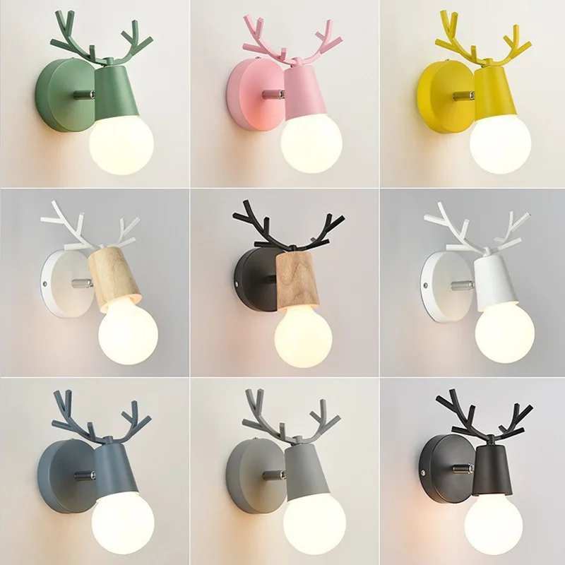 

Modern Metal Antler Wall Lights Living Dining Room Villa Foyer Wall Lamp Wood Creative Indoor Home Decor Loft Light Fixture