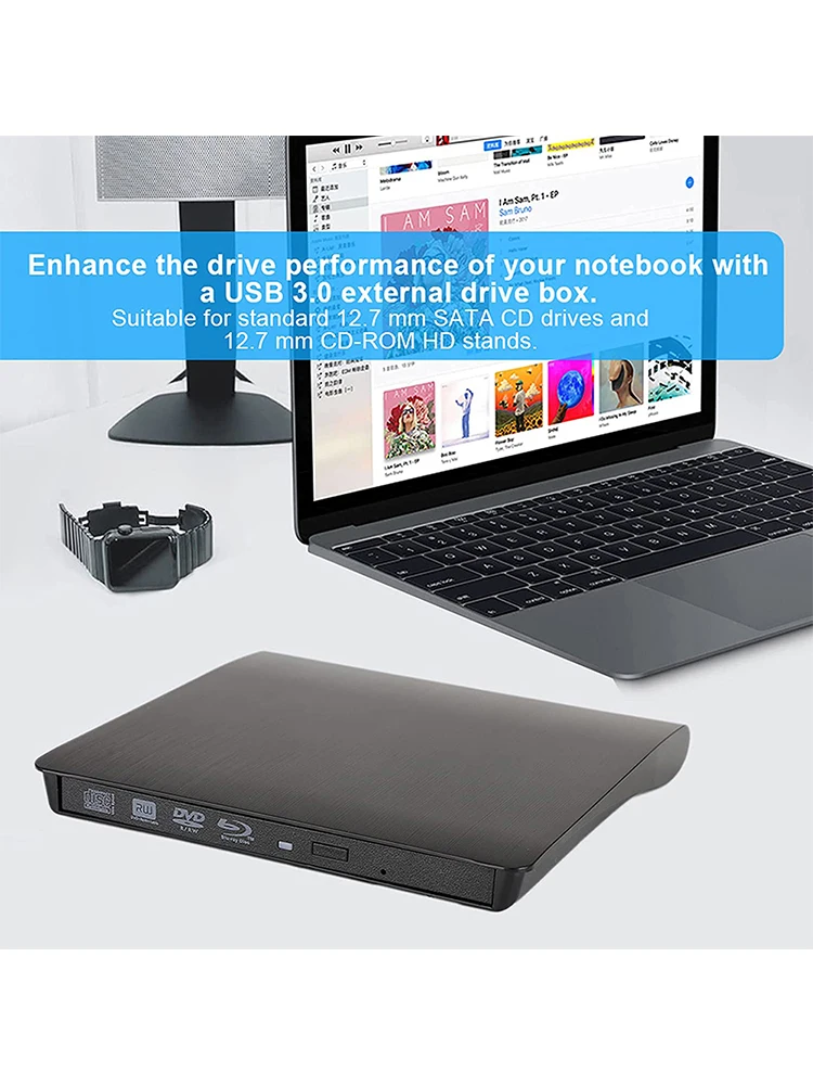 External Optical Drives Cases DVD Drive Enclosure Case USB 3.0 Portable CD DVD RW Writer Burner Optical Player cd dvd drive