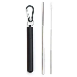 Eco - Conscious Collapsible Stainless Steel Telescopic Drinking Straw with Brush (D)
