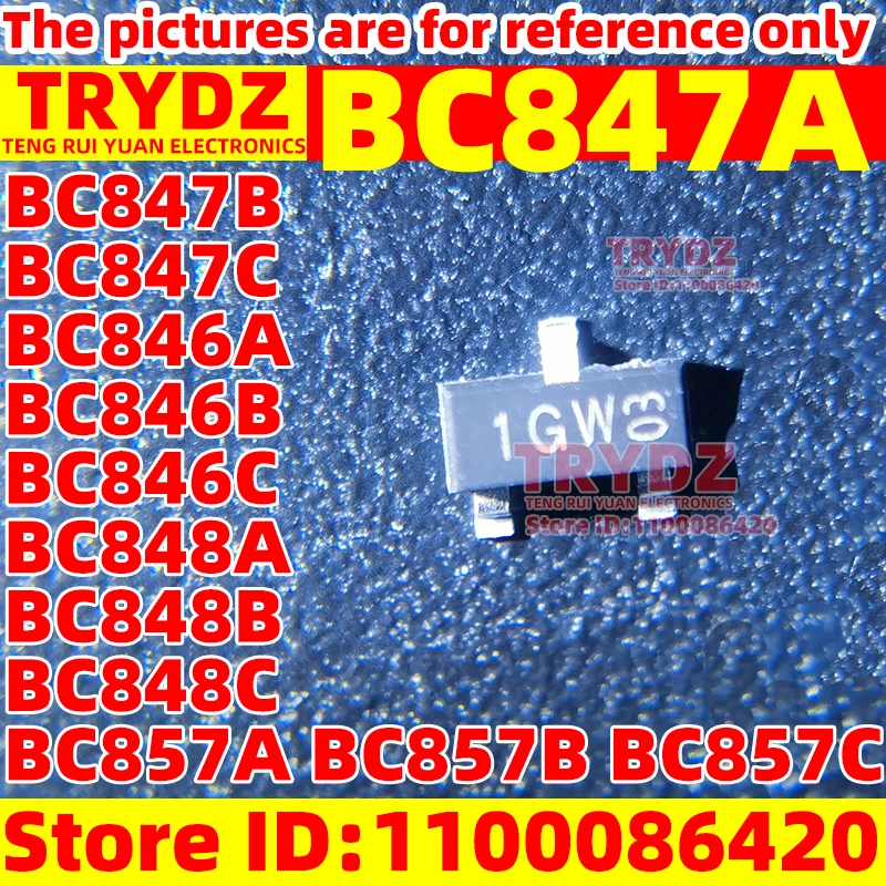 Electronic Component Transistor PC Board 500-50pcs BC847A BC847B BC847C BC846A BC846B BC846C BC848A BC848B BC848C BC857A BC857B BC857C SOT23 electronic component,transistor pc board