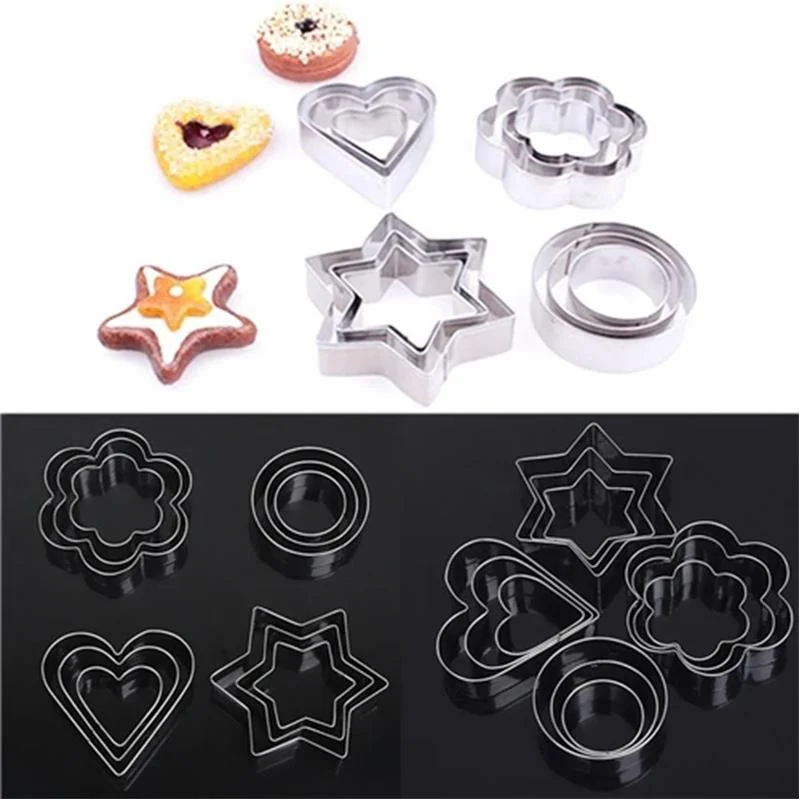 Baking mould 12pcs/sets DIY mold star heart round flower shape cutter baking mould kitchen accessories stainless steel cookie biscuit tools
