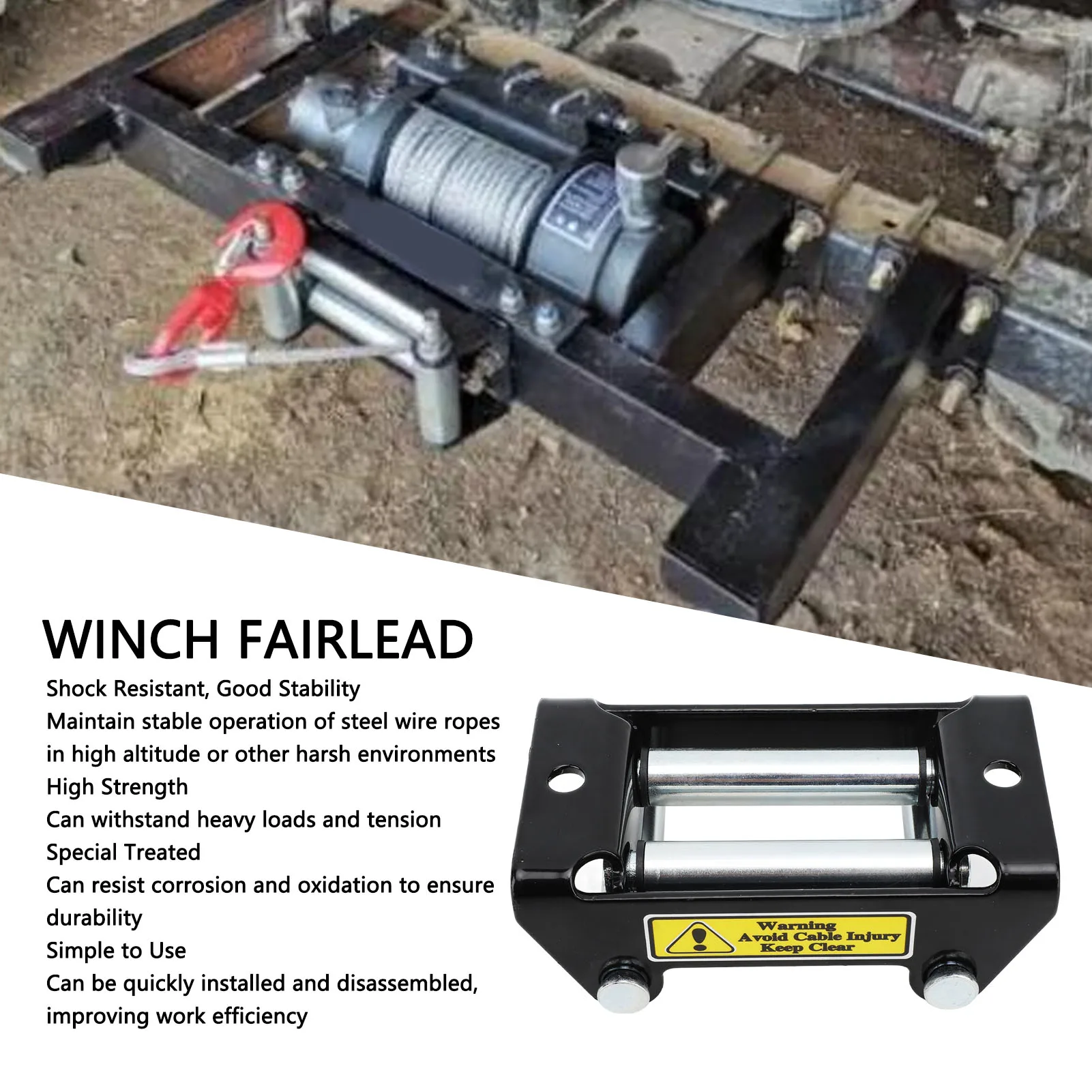 Winch Roller Fairlead 2000LB Load Bearing High Strength Electric Winch Cable Guide Fairlead electric winch