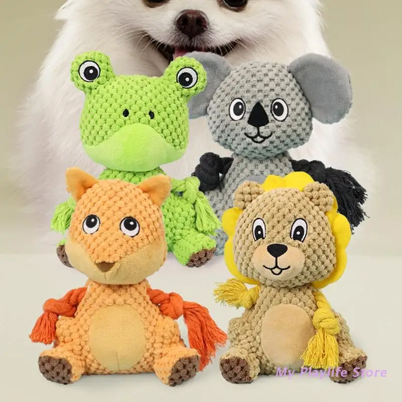 

Pet Dog Plush Animal Chewing Toy Wear-resistant Squeak Cute Lion Fox Koala Toys for Dog Puppy Teddy Interactive Toy Supplies
