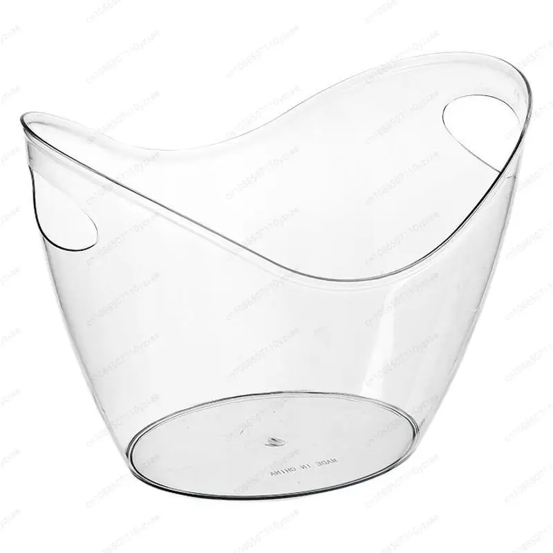 4/8L PET Transparent Ice Cube Storage Bucket Beer Wine Cooling Beverage Tub Outdoor Picnic Fruit Storage Basket Wine Container