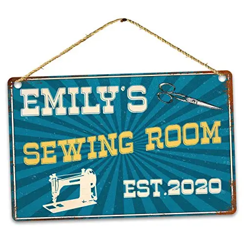 

Personalised Vintage Name Sewing Room, Wall Poster Tin Sign Vintage BBQ Restaurant Dinner Room Cafe Shop Decor