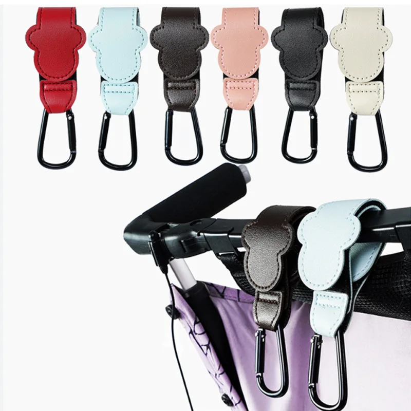 

Baby Stroller Hook New Cartoon PU Leather Adjustable Pram Rotate 360 Degree Stroller Organizer Diaper Bag Hanger