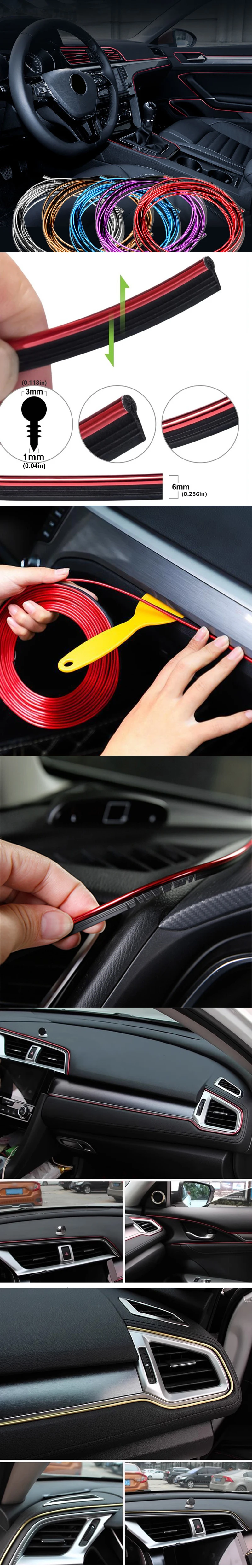 Universal Auto Moulding Dekoration 3/5/10m Flexible Streifen Innen Auto Leisten DIY Flexible Streifen Auto-styling Rand Dichtung – Detail 1