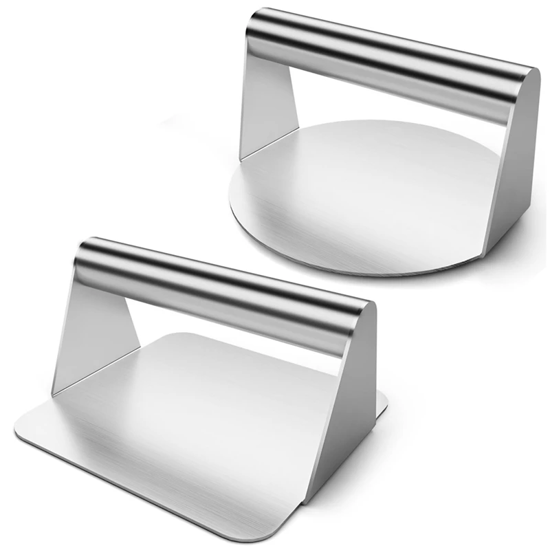 2Pcs Burger Press,Hamburger Press,5.5Inch Round & Square Smash Burger Press For Hamburger Smasher Tool Durable
