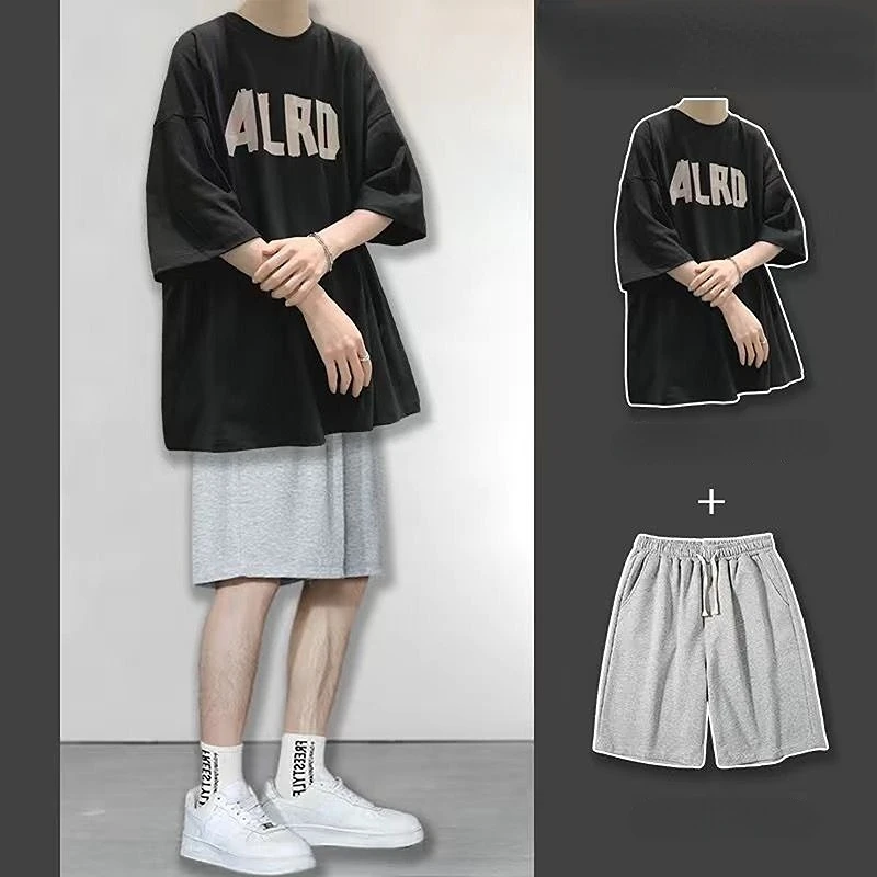 thumbnail image 1 of Conjuntos de camiseta y pantalones cortos para hombre, chándal deportivo con alfabeto, básico, original, de las mejores marcas, ropa de moda elegante para hombre, novedad, chándal genial Xl, 1 of 5
