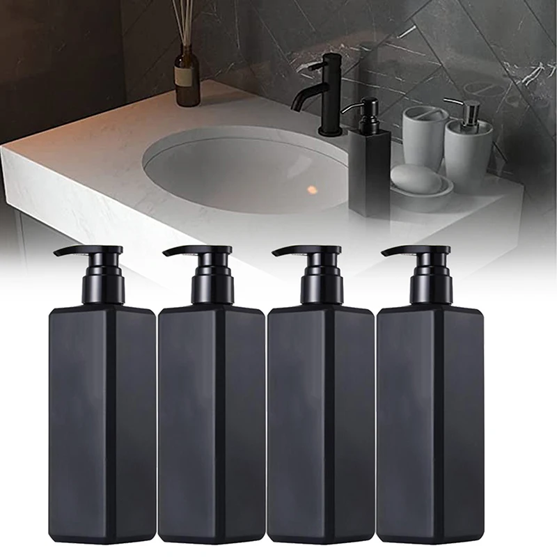 4Pcs/Set Plastic 500ml Empty Square Bottle Hand Wash Soap Dispenser Liquid Shampoo Pump Container Shower soap dispenser shampoo dispenser soap dispenser bottle