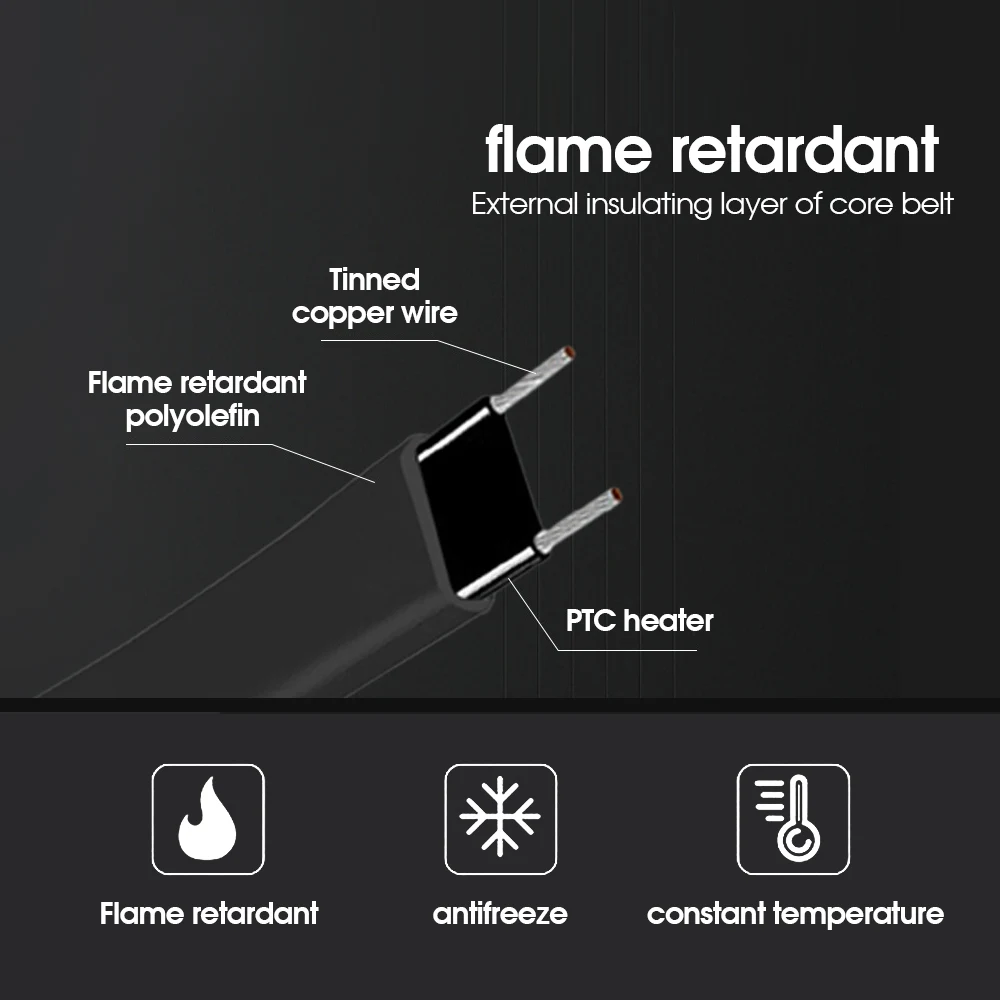 5M 10M 220V 240V Heating Tape Self Regulating Water Pipe Protection Roof Deicing Heating Cable Waterproof Snow Sewer Outdoor
