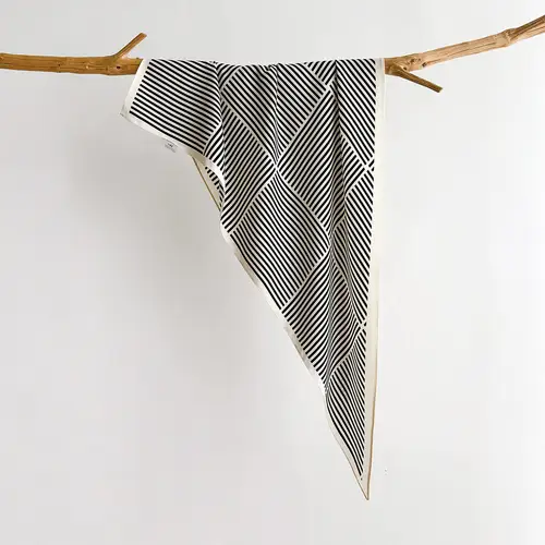 2026 Fashion Triangle Scarf for Women Hair Band Soft Neckerchief Vintage Hijab Stripe Print Headscarf Female Pashmina Bandana - Image 2