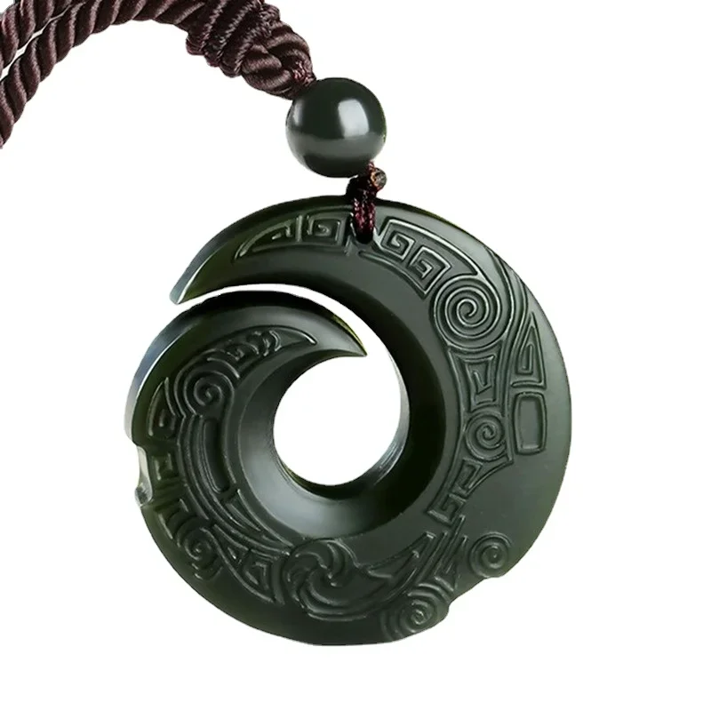 Natural Hetian Jade Pendant Necklace Jadeite Jewelry Men Gifts Buddhist Lucky Carved Fashion Charm Women Amulet pendant necklace