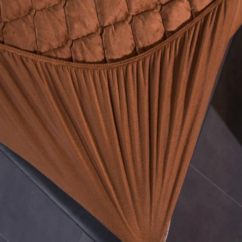 Thicken Velvet Quilted Mattress Cover Solid Color Quilted Bed Fitted Sheet Queen King Double Bed Cover Not Including Pillowcase 4