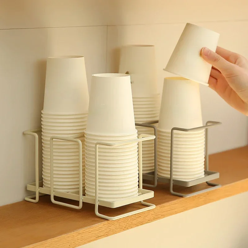 Multipurpose Paper Cup Holder Desktop Disposable Cups Organizer Dispenser Tea Bags Coffee Pods Storage