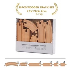 Wooden Railway Track Expansion Set - Premium Beech Wood Train Tracks (20pcs set)