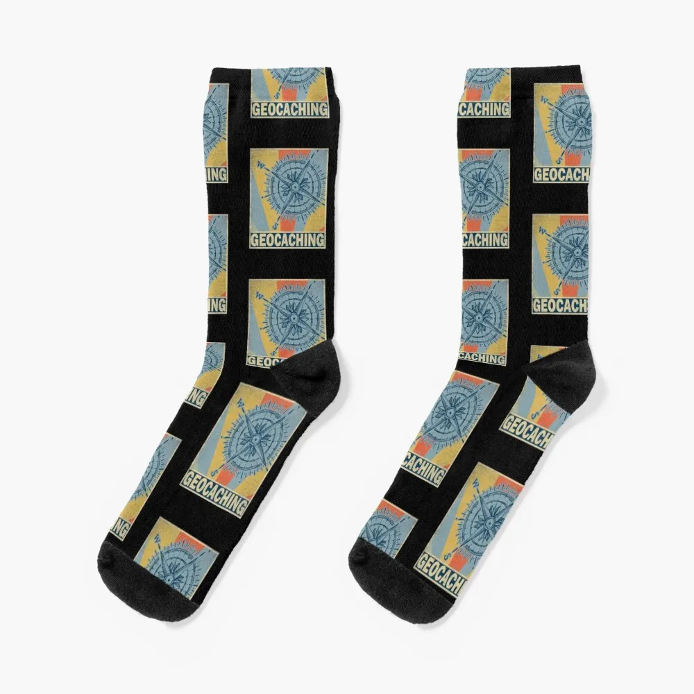 Geocaching retro vintage Socks anti-slip hip hop Mens Socks Women's bauhaus plain socks retro non slip soccer socks socks women men s