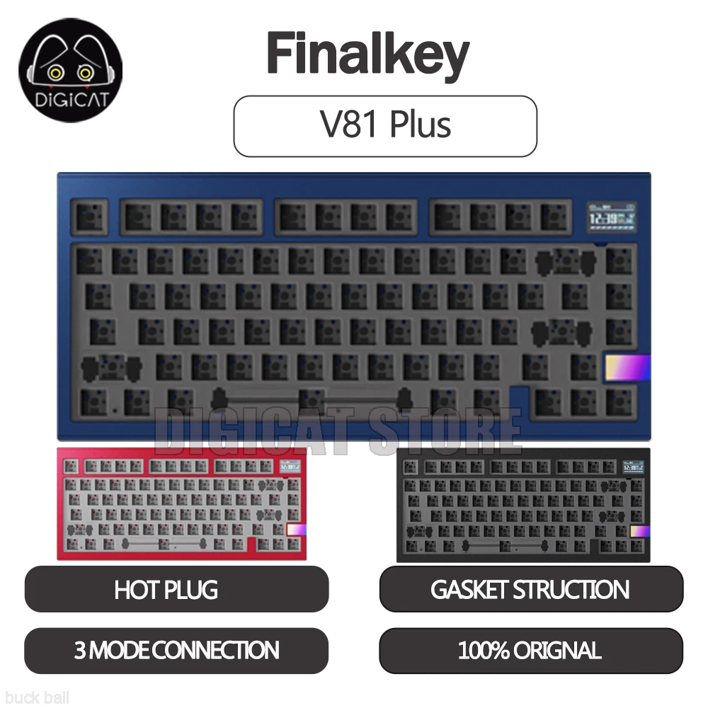 

Finalkey V81 Plus DIY Kit Aluminum Mechanical Keyboard Kit DIY Gaming Computer Kit 3 Mode 2.4G/USB/Bluetooth 81 Keys Gasket Gift