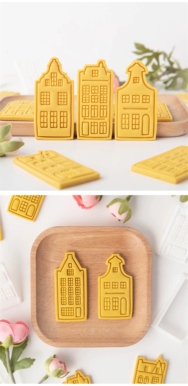 Description Picture 5 of itemEuropean Retro Architecture Cookie Cutters Amsterdam Buildings Shape DIY Biscuit Stamp Fondant Embosser Cake Decorating Tools