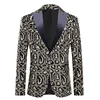 Sexy Leopard Sequins Suit Jackets Men 2023 Brand Peak Collar One Button Suit Blazers Mens Stage Prom Wedding Party Costume Homme 2
