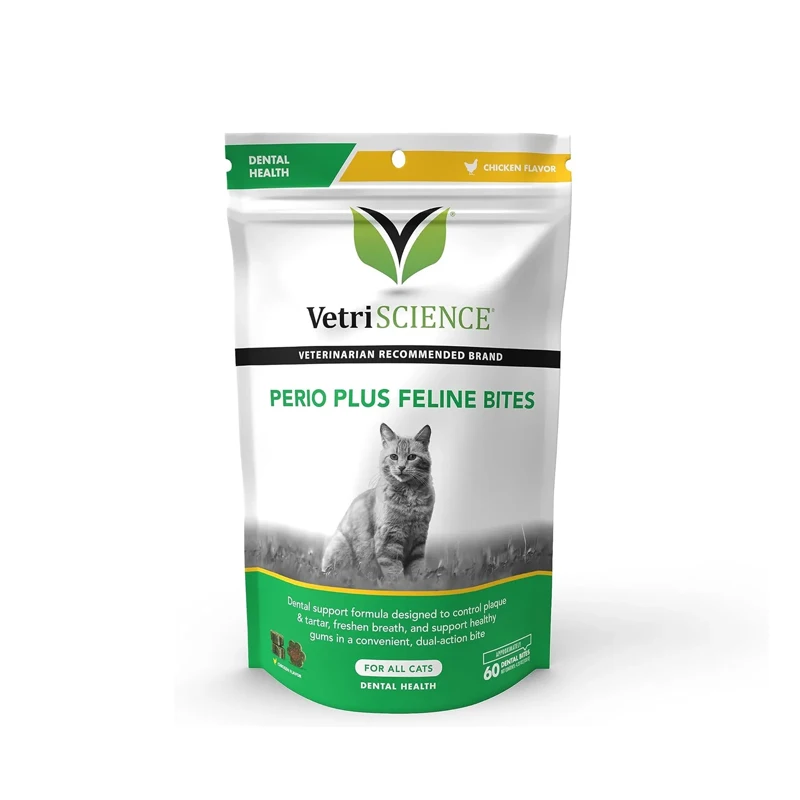 VETRISCIENCE PERIO PLUS FELINE BITES Control Plaque & Tartar, Freshen Breath, And Support Healthy Gums