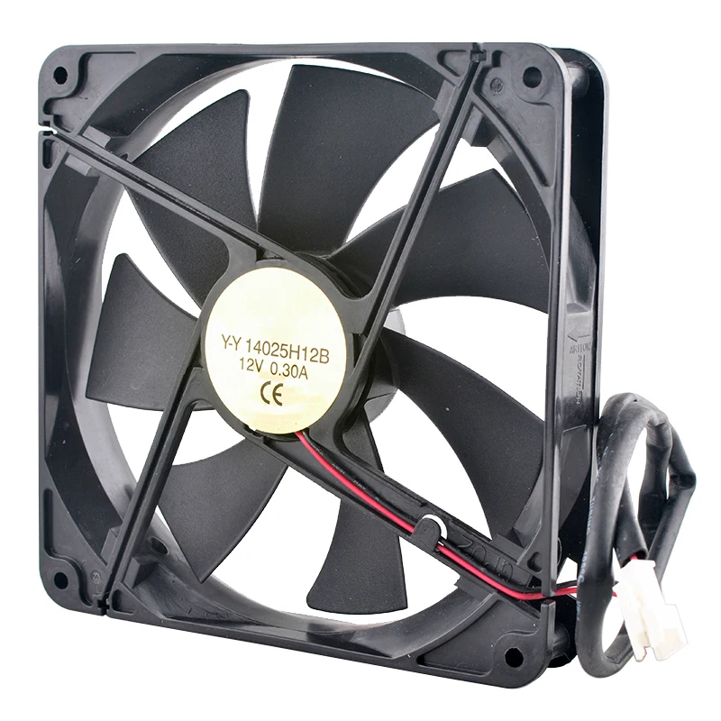 Y-Y 14025H12B 14cm 140mm 팬 140x140x25mm DC12V 0.30A 2핀 1800rpm 듀얼 볼 베어링 쿨링 팬 섀시 전원 공급 장치용
