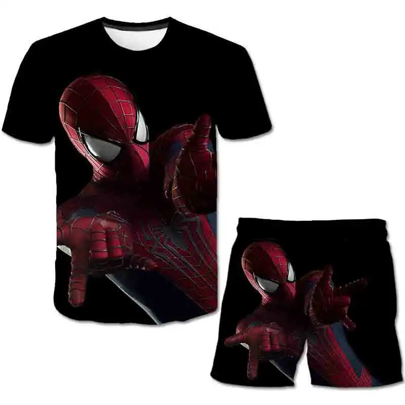 baby outfit sets girl Boys Mαrvel- Spidermαn T-shirts Sets Kids Cartoon Printed Boys Tees Children Tops Short-sleeve Suit Clothes Summer harajuku Suit baby clothes set for girl