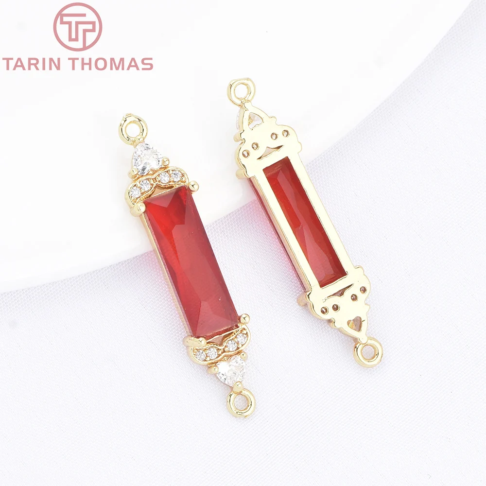 ピッツーラゴールドメッキ 9903) 6PCS 7x32MM 18K Gold Color Brass with Zircon
