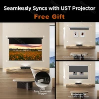 Electric Drop Down Black Grid ALR Crystal UST Projection Screen Motorized Ceiling&Wall Mount 150" 16:9 4K to UST Lazer Projector - Image 4