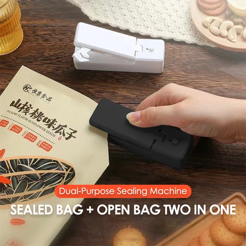 Bag Sealer 2 In 1 Mini Magnetic Portable Food Snack Sealing Packaging Machine Rechargeable Kitchen Bag Heat Sealer