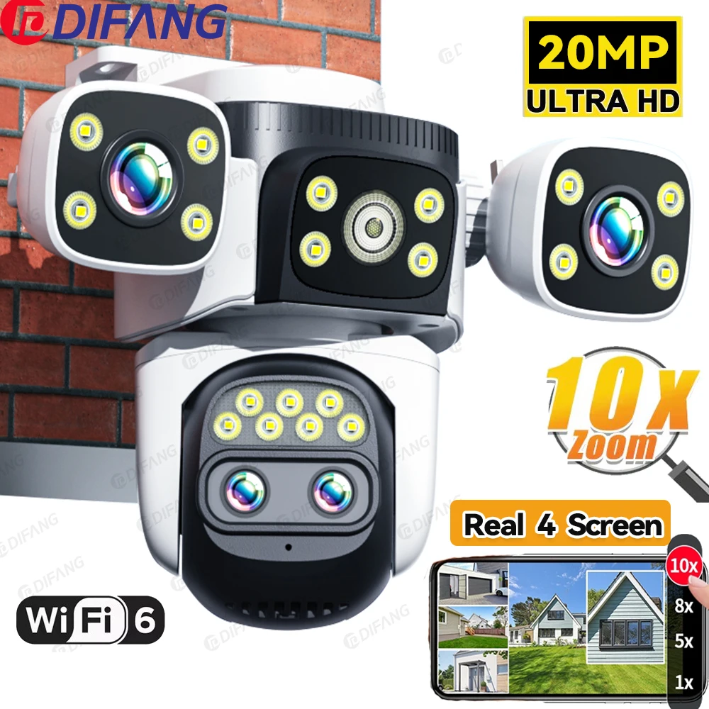 10K UHD WiFi6 Camera Four Screen 360° PTZ External IP cctv