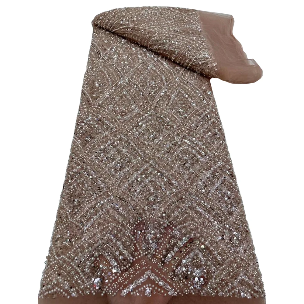 

Тюль с французским бисером, кружевная ткань, Высококачественная африканская фотокружевная ткань с блестками для вечерних платьев