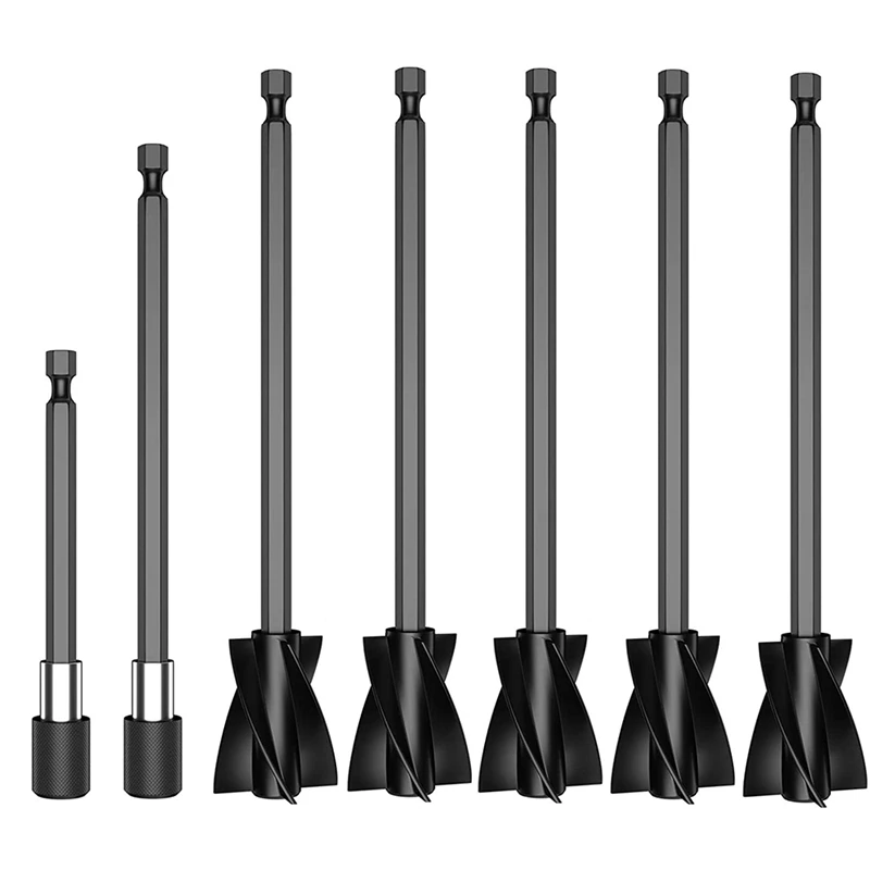 5Pcs Resin Mixer Paddles With 2 Extension Rods Reusable Paint Mixer Paint Stirrer Drill Attachment