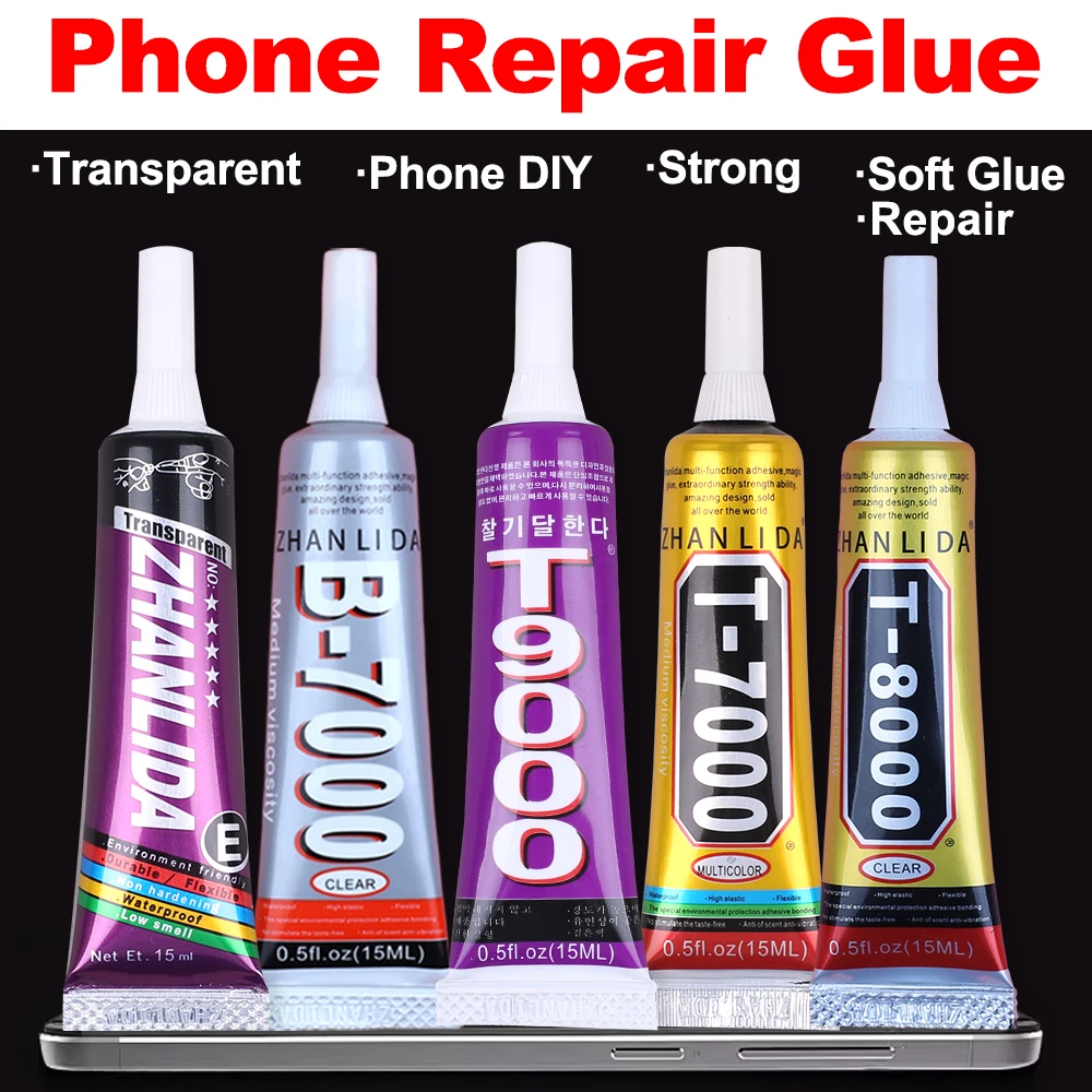Zhanlida Glue for Phone Speaker Jewelry Adhesive Rhinestones Textile Craft Fabric Cloth Black Transparent Bond T8000 T9000 E7000 6
