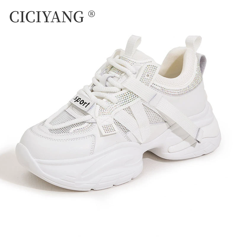 CICIYANG 6cm Chunky Platform Mesh Sneaker Women Summer Shoes 2024 New Fashion Hollow Breathable Mesh Shoes Ladies Casual Sports