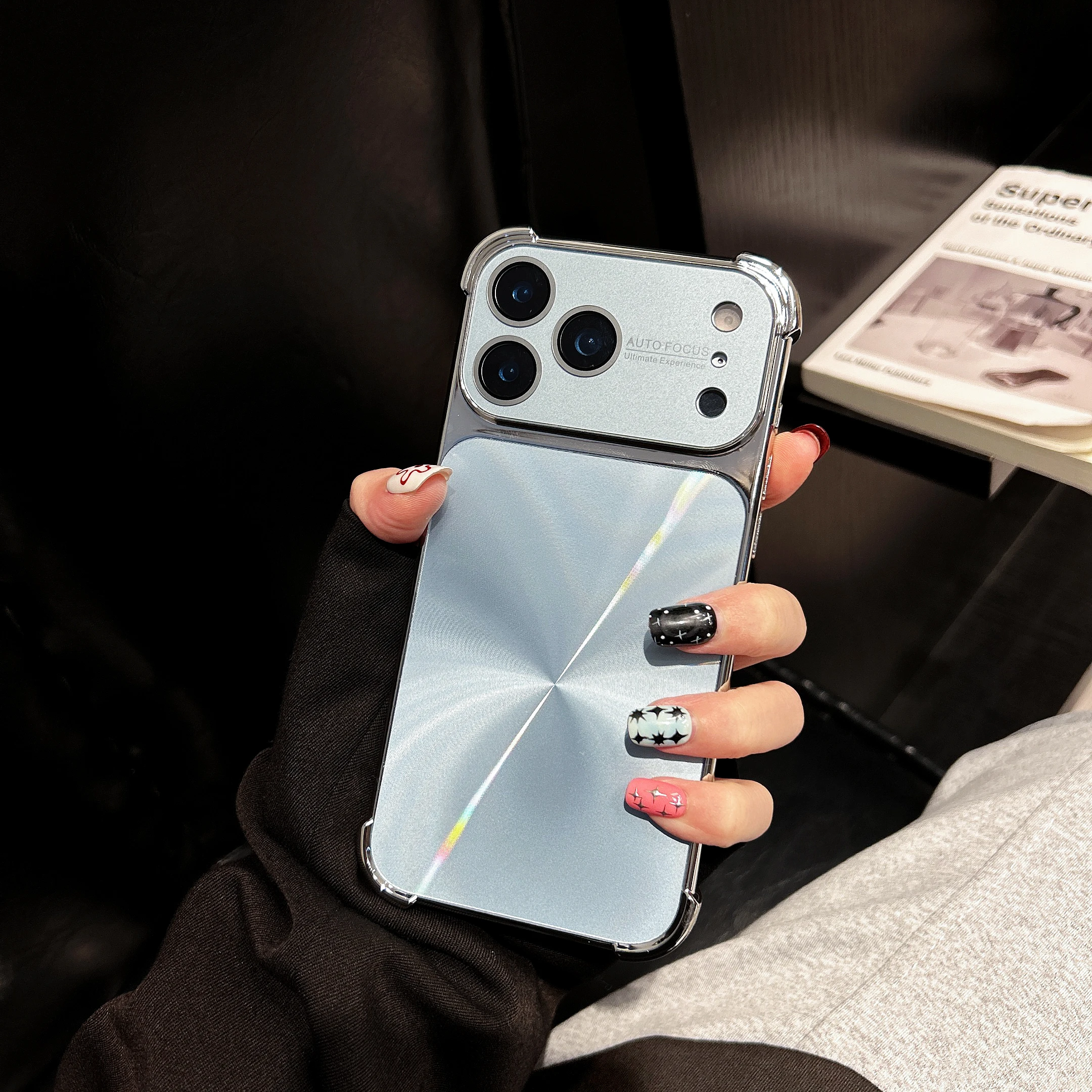 Aurora CD Pattern Matte Armor Case with Plating and Lens Protection