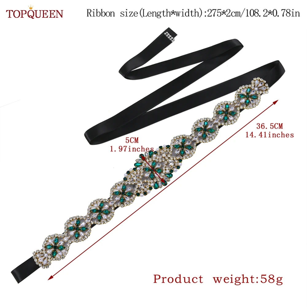 Bridal Wedding Dress Belt Gold Handmade Rhinestone For Women Party Gown