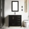 36" Bathroom Vanities Cabinet with Sink Combo Set Undermount Ceramic Sink w/Thickened Wood Painted Surface Black 1