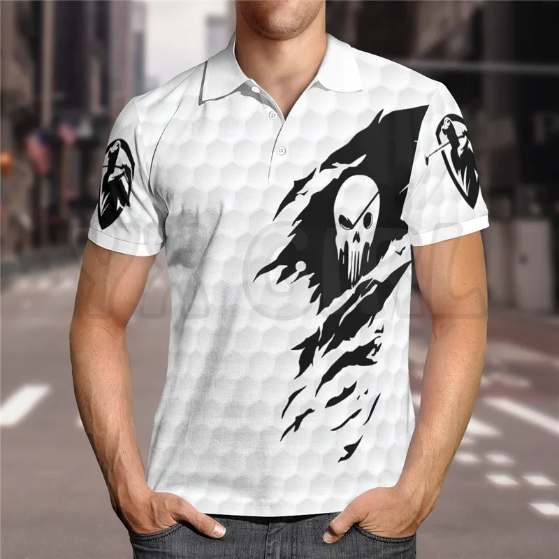2024 Summer shirts women for men Skull Golf Polo Shirt 3D printed Short sleeve t shirts Tops camisas