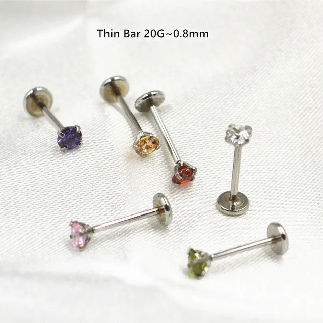 316L Body Piercing 20G Push-In Labret Ring Kraakbeen, Tragus, Helix, Monroe, Neu