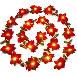 2M 10 LED 3*AA Batteries Powered String Lights Red Flower Decorative Lights Holiday Party Christmas Decoration String Lights