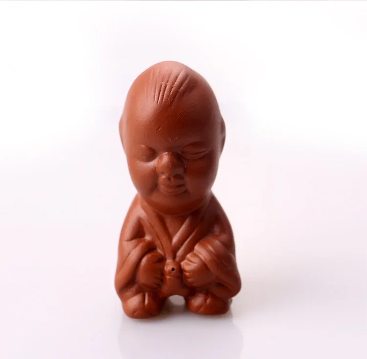 Hand Crafts Lovely Boy Tea Pet jewelry Decoration Tea pet ceremony to play Chinese Yixing Purple clay accessories
